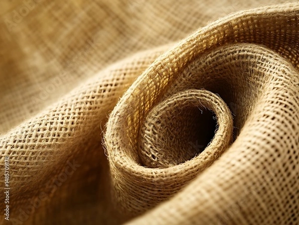 Obraz Detailed close-up showcasing the texture and weave of a rolled burlap material