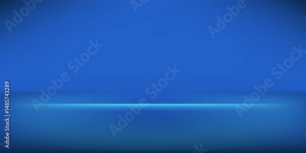 Fototapeta Blue studio room. Limbo light background. Abstract 3d backdrop for product presentation. Minimal wall scene. Showcase, promotion display. Vector stage mockup illustration