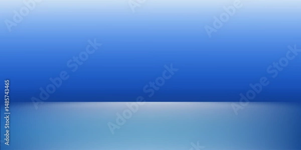 Fototapeta Blue studio room. Limbo light background. Abstract 3d backdrop for product presentation. Minimal wall scene. Showcase, promotion display. Vector stage mockup illustration