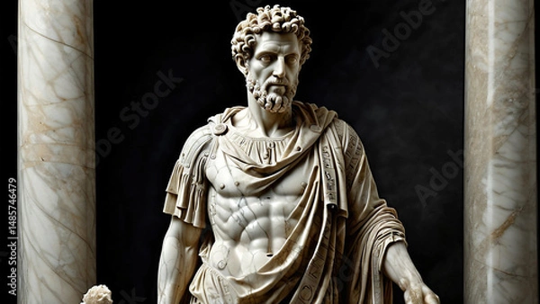Obraz Marble Emperor Stands in Regal Stillness Beneath Ancient Pillars