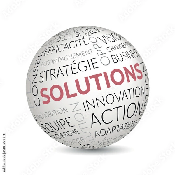 Fototapeta French solutions concept sphere with strategy and innovation keywords