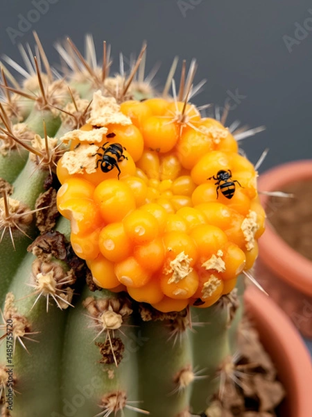 Obraz Infected cactus with fungi and mealybugs