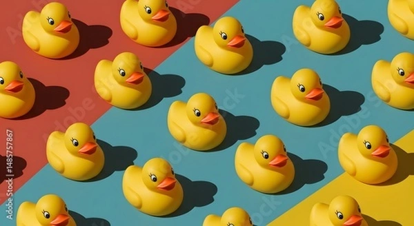 Fototapeta Geometric pattern of rubber ducks