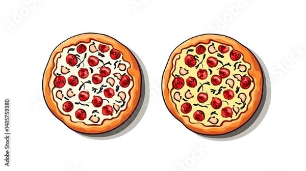 Obraz Modern Minimalistic Pizza Vector Logo Cartoon Icon for Creative Design Projects