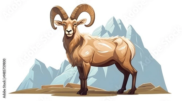 Obraz Charming Cartoon Vector Illustration of a Cute Capricorn for Design Projects