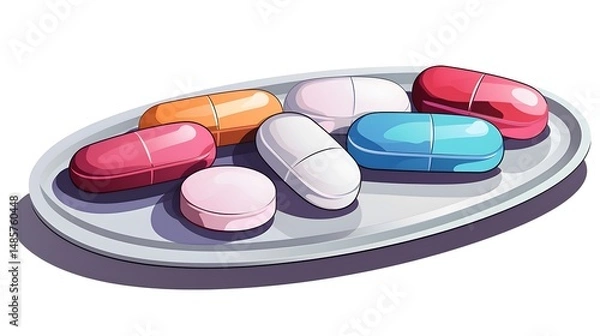 Obraz Professional Vector Illustration of Pills and Medicaments for Healthcare of People