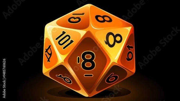 Obraz Professional Red 2-sided Polyhedral Dice Vector Illustration for Gaming and Educational Purposes