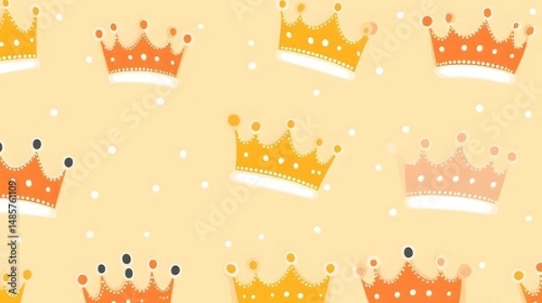 Fototapeta Professional seamless pattern with adorable multicolored king or prince design