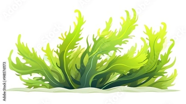 Obraz Seaweed Algae Flat Vector Illustration for Modern Designs