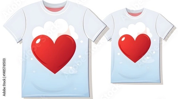 Obraz Stylish Shirt with Heart Print Symbolizing Charity and Donation - Vector Illustration