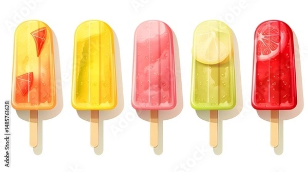 Obraz Colorful Fresh Summer Popsicles Cartoon Vector Illustration for Design Projects