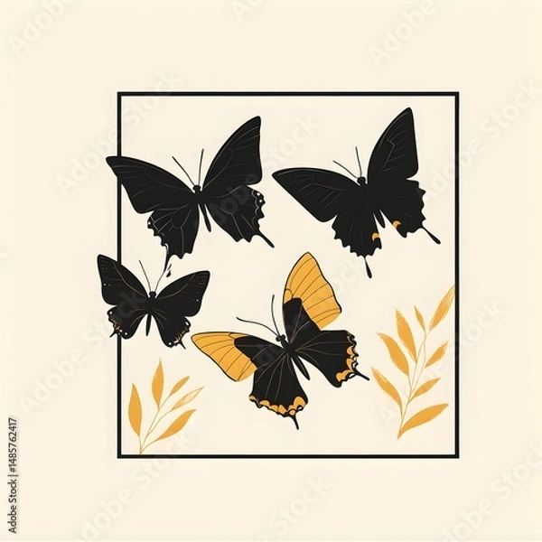 Obraz Professional Butterfly Silhouettes Typography T-shirt Design with Creative Flair