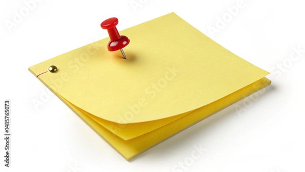 Obraz yellow sticky note with red pin