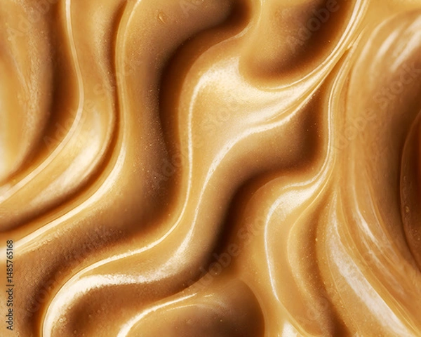 Fototapeta Smooth and wavy of glossy caramel or butterscotch cream
