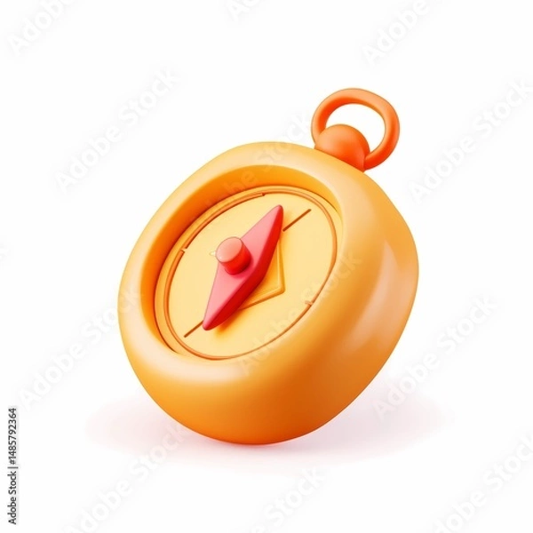 Fototapeta Cartoon 3d icon. Compass icon on white background