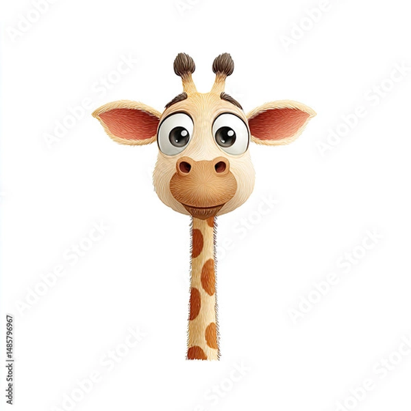 Fototapeta Cute giraffe character with big eyes and friendly expression