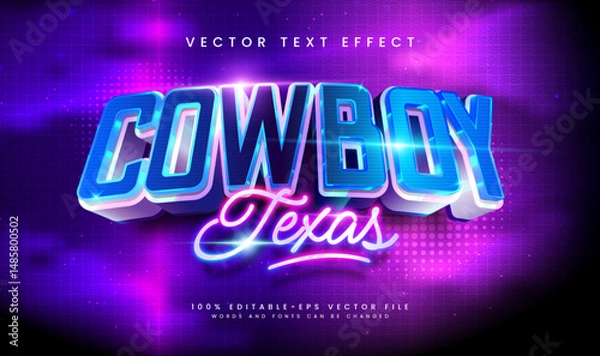Fototapeta 3d Elegant Cowboy Editable Vector Text Effect. Suitable for Night Live Theme.