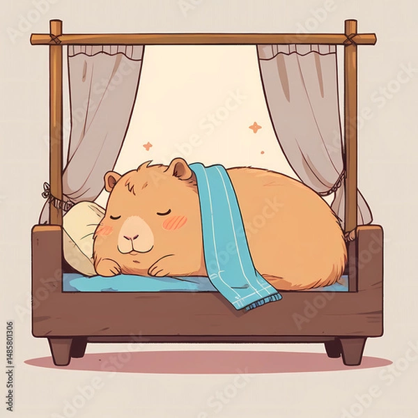 Obraz Capybara sleeping in bed