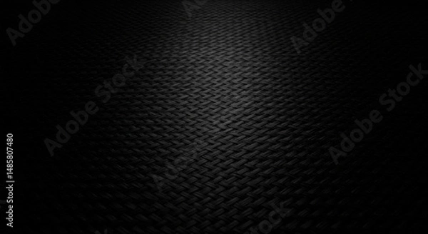 Fototapeta Dark Elegance Woven Texture Background Abstract Black Surface Weave Pattern Monochrome Fabric Shadow