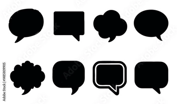 Obraz Collection of black speech bubbles on white background - 8 designs