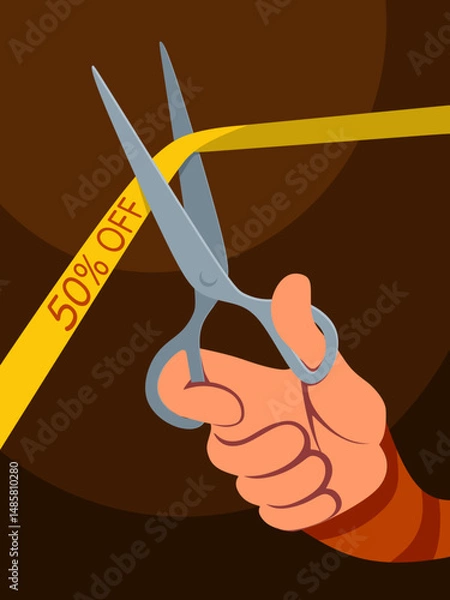 Obraz scissors cutting a red ribbon 50% discount