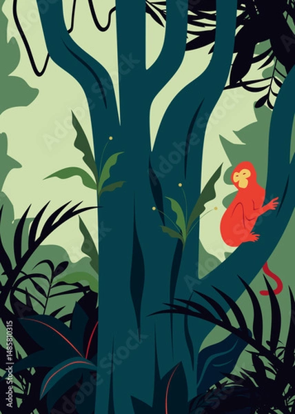 Obraz forest and animal illustrations