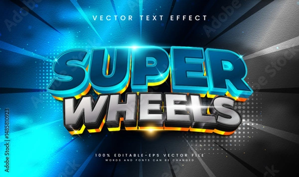 Fototapeta 3d Super Wheels, Editable Vector Text Effect. Suitable for Modern Technology Event.
