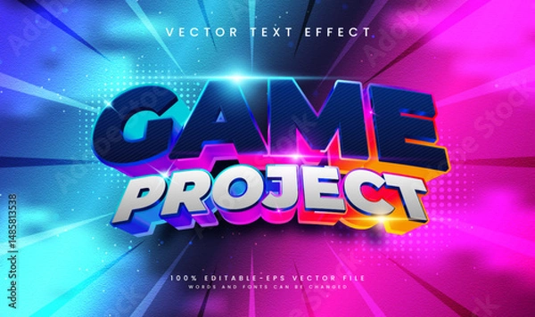 Fototapeta 3d Game Project, Editable Vector Text Effect. Suitable for Modern Technology Event.