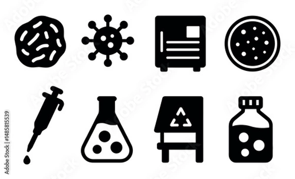 Fototapeta Black and white science and laboratory equipment icon set