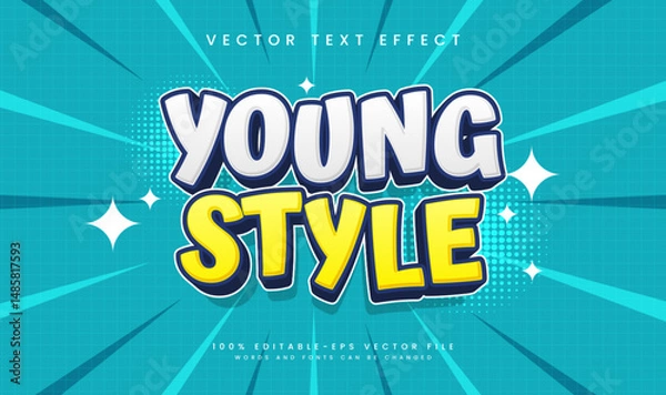 Fototapeta Young Comic Style, Editable Vector Text Effect. Minimalist Concept.