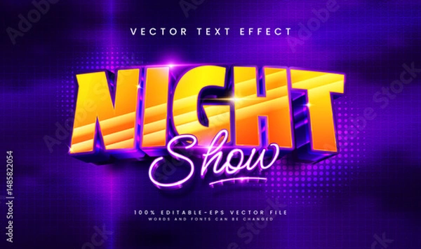 Fototapeta 3d Night Show Editable Vector Text Effect. Elegant Light Theme.