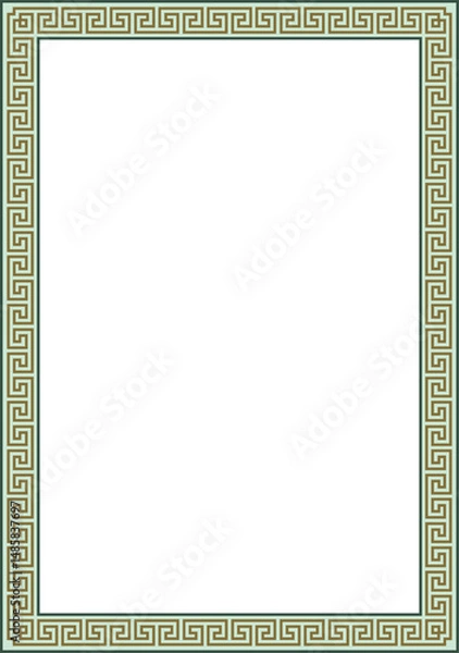 Fototapeta Vector colored classic Greek square ornament. Rectangle of Ancient Greece and Roman Empire. Byzantine painting of walls, floors and ceilings. Decoration of European palaces.
