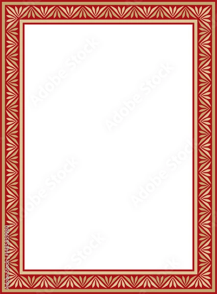Fototapeta Vector gold and red square classic byzantine ornament. Rectangle, border, Ancient Greece, Eastern Roman Empire frame. Decoration of the Russian Orthodox Church
