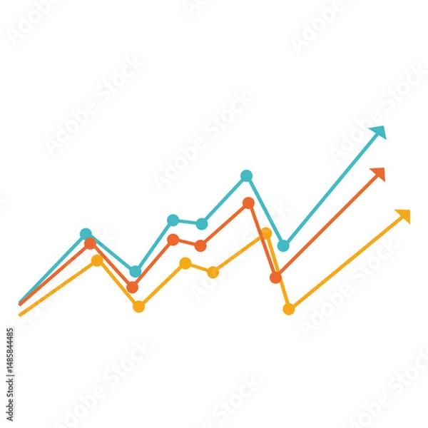 Fototapeta Increasing multicolor line chart