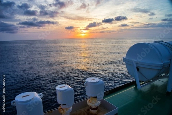 Obraz フェリーから見る夕日