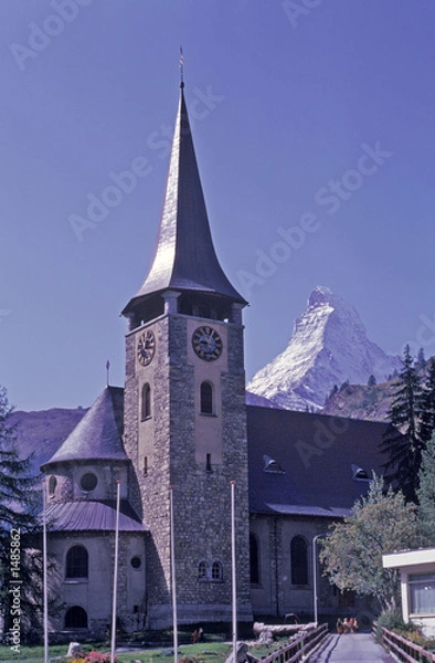 Fototapeta matterhorn and church