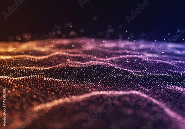 Fototapeta Abstract Data Waveform Network Digital Technology Background