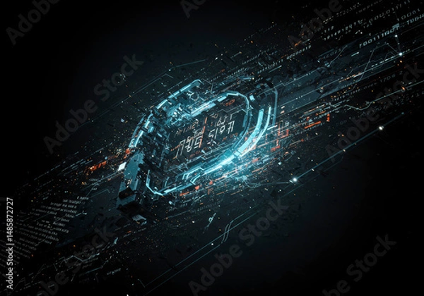 Fototapeta Futuristic Technology Data Stream Abstract Background Digital Innovation