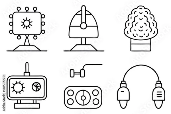 Fototapeta EEG Machine Electrode Line Art