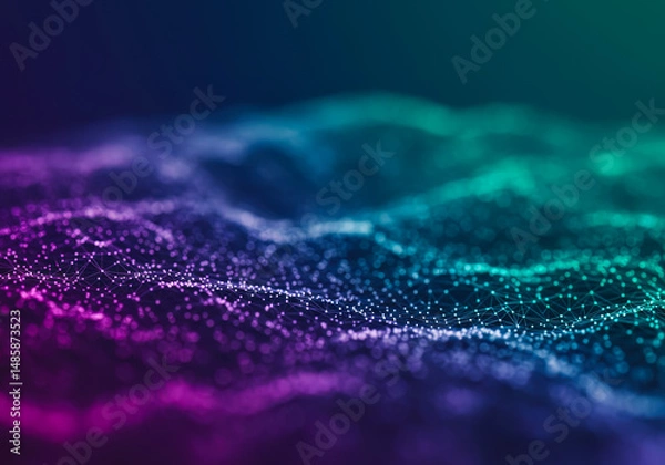Fototapeta Abstract Digital Network Data Flow Visualization Purple Teal