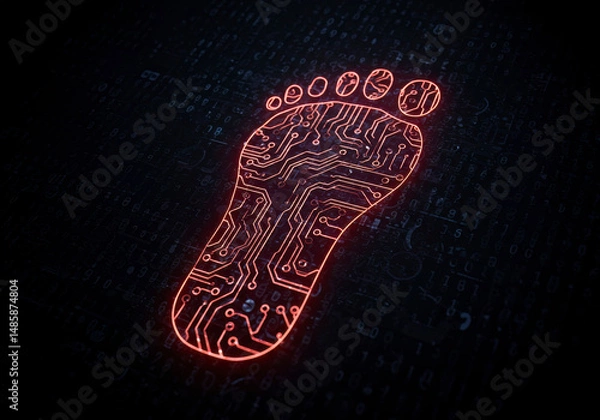 Fototapeta Digital Footprint Circuit Board Technology Data Security Concept