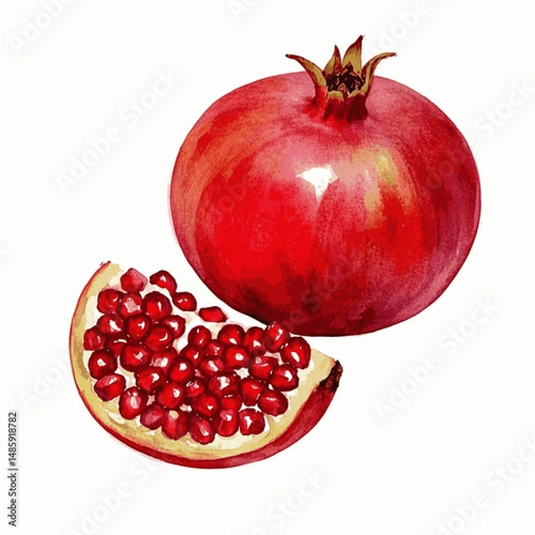 Obraz Crimson Flow in Watercolor pomegranate isolated vector illustration svg