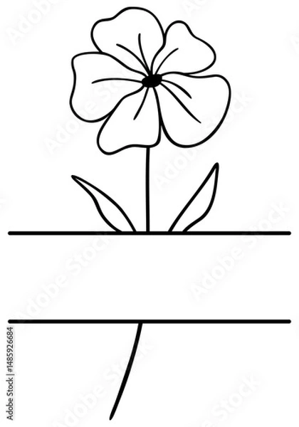 Obraz Flower Split Border | Floral Frame | Vector Line Art