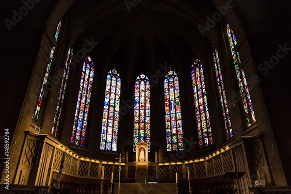 Fototapeta nterior, inside of Notre-dame cathedral in Luxembourg a beautiful spring day