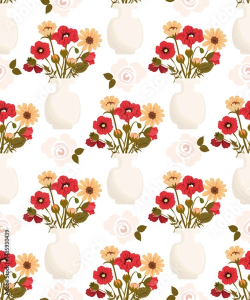 Obraz Seamless floral pattern, botanical, blooming, garden textile backgroung, vector illustration design.