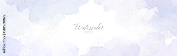 Obraz Light purple watercolor fluid painting vector design card. Dusty violet watercolour painted frame. Winter wedding invitation. Snow, ice or veil texture. Dye splash style. Isolated and editable