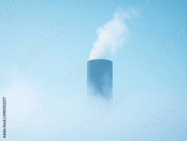 Fototapeta Nuclear power plant emission industrial location high-resolution image foggy environment close-up view energy concept