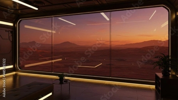 Obraz Mars-inspired sci-fi futuristic interior view