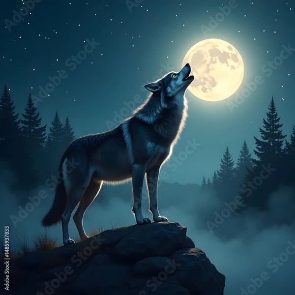 Obraz wolf howling at the moon
