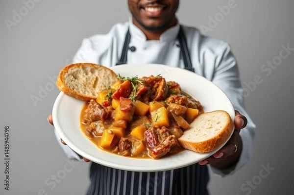 Obraz Barbadian Chef with Traditional Dish